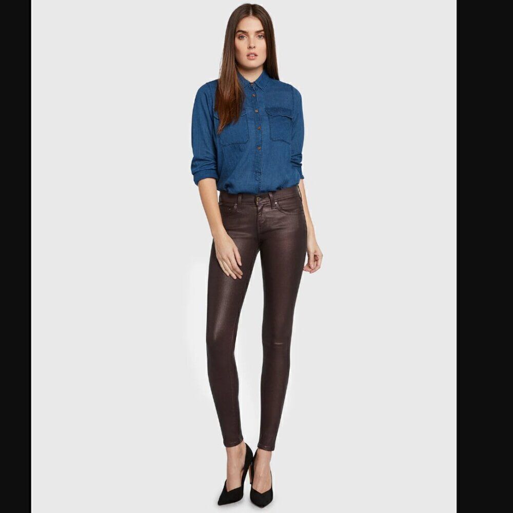Nwt Principle Denim The Dreamer Coated Pant In Metallic Wine | Size 30